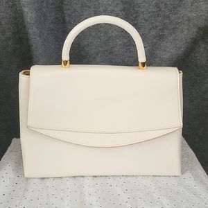 White faux leather purse